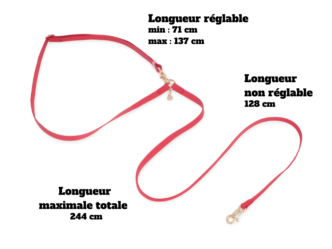 LAISSE IMPERMÉABLE MAIN LIBRE POUR CHIEN - ROUGE