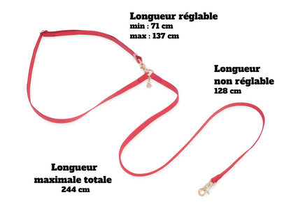 LAISSE IMPERMÉABLE MAIN LIBRE POUR CHIEN - ROUGE