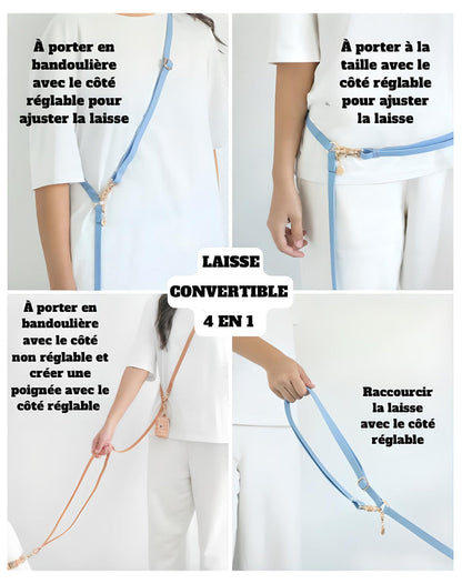 LAISSE IMPERMÉABLE MAIN LIBRE POUR CHIEN - VERT