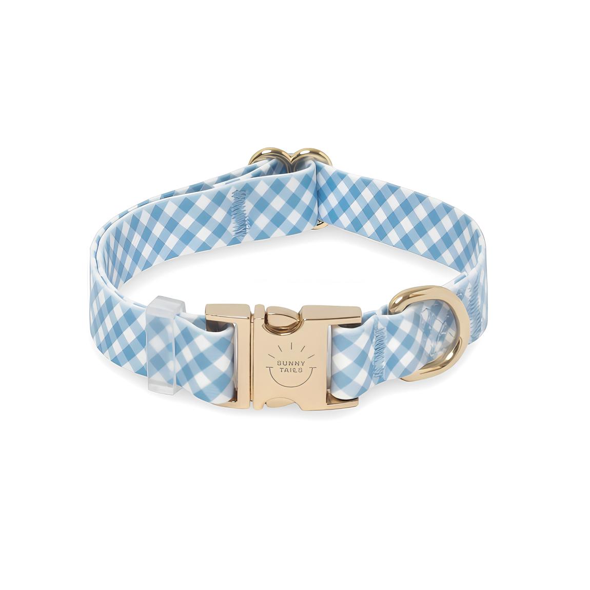 COLLIER IMPERMÉABLE POUR CHIEN - BLEU À CARREAUX