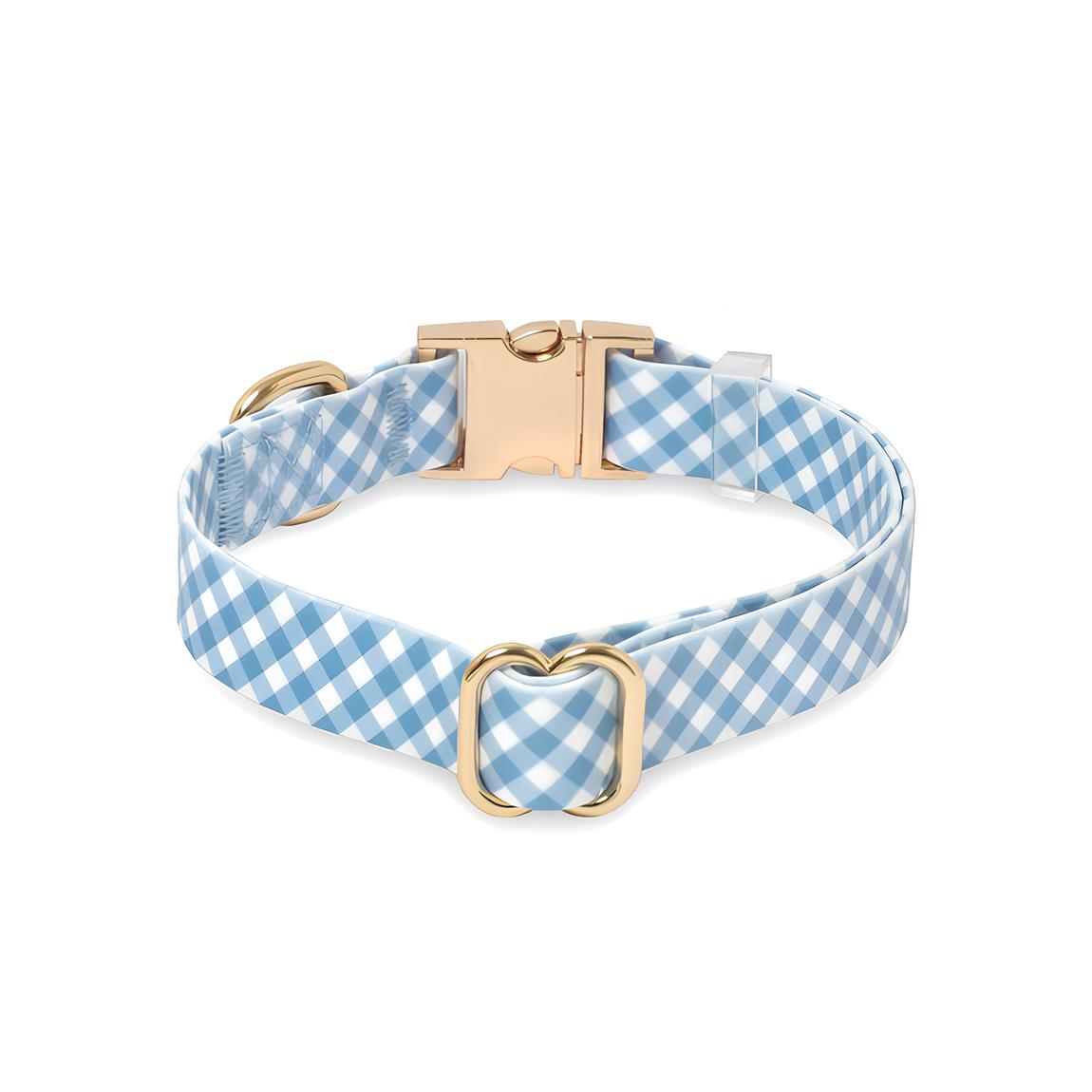 COLLIER IMPERMÉABLE POUR CHIEN - BLEU À CARREAUX